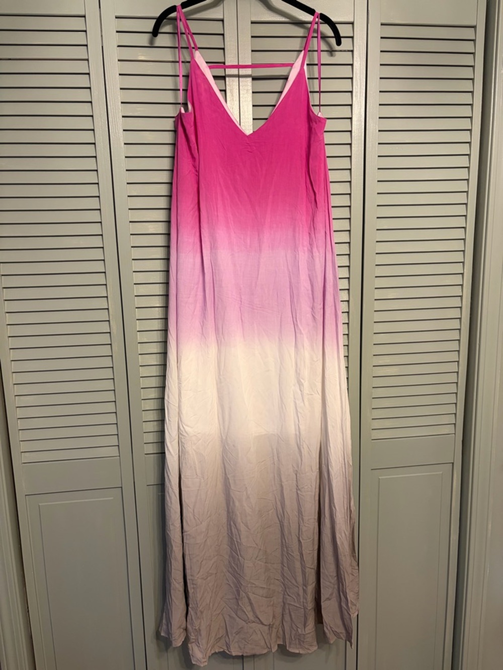 She + Sky Hot Pink to Gray Ombre Slip Dress
